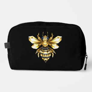 Faux Gold Foil Logo Bee Polygonal on Black Dopp Kit