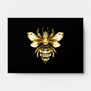 Faux Gold Foil Logo Bee Polygonal on Black Envelope