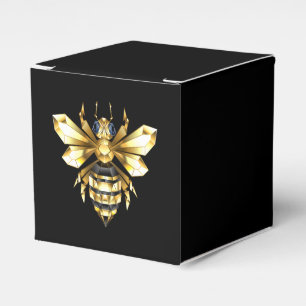 Faux Gold Foil Logo Bee Polygonal on Black Favor Box