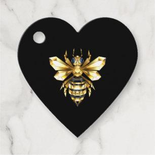 Faux Gold Foil Logo Bee Polygonal on Black Favour Tags