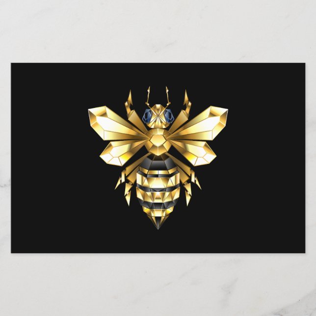 Faux Gold Foil Logo Bee Polygonal on Black Flyer (Front)