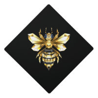 Faux Gold Foil Logo Bee Polygonal on Black