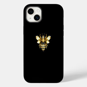 Faux Gold Foil Logo Bee Polygonal on Black iPhone 14 Plus Case