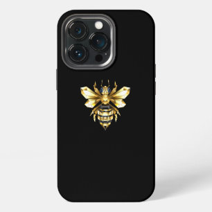Faux Gold Foil Logo Bee Polygonal on Black iPhone 13 Pro Case