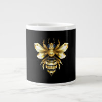 Faux Gold Foil Logo Bee Polygonal on Black
