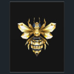 Faux Gold Foil Logo Bee Polygonal on Black Letterhead<br><div class="desc">Gold, jewellery, polygonal bee with golden sparkling wings on black background. Polygonal style animal.Golden bee.</div>
