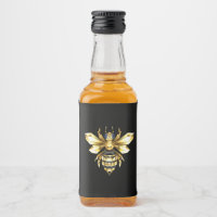 Faux Gold Foil Logo Bee Polygonal on Black