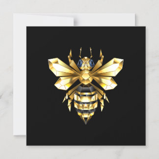 Faux Gold Foil Logo Bee Polygonal on Black Magnetic Invitation