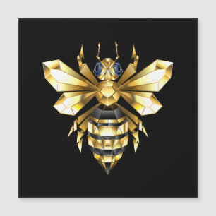 Faux Gold Foil Logo Bee Polygonal on Black Magnetic Invitation