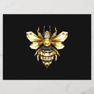 Faux Gold Foil Logo Bee Polygonal on Black Menu