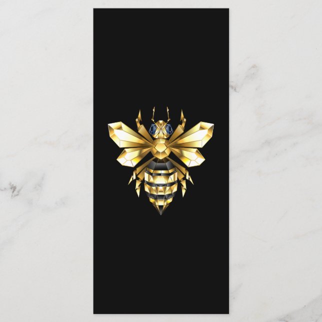 Faux Gold Foil Logo Bee Polygonal on Black Menu (Front)