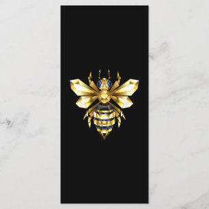 Faux Gold Foil Logo Bee Polygonal on Black Menu
