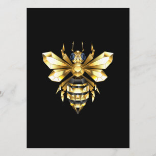 Faux Gold Foil Logo Bee Polygonal on Black Menu