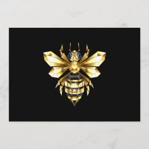 Faux Gold Foil Logo Bee Polygonal on Black Menu