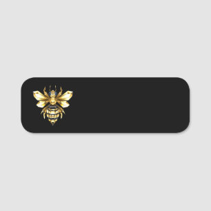 Faux Gold Foil Logo Bee Polygonal on Black Name Tag
