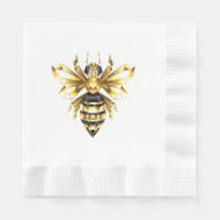 Faux Gold Foil Logo Bee Polygonal on Black