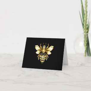 Faux Gold Foil Logo Bee Polygonal on Black Note Card
