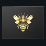 Faux Gold Foil Logo Bee Polygonal on Black Notepad<br><div class="desc">Gold,  jewellery,  polygonal bee with golden sparkling wings on black background. Polygonal style animal.Golden bee.</div>