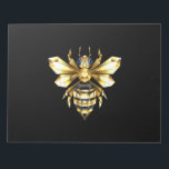 Faux Gold Foil Logo Bee Polygonal on Black Notepad<br><div class="desc">Gold,  jewellery,  polygonal bee with golden sparkling wings on black background. Polygonal style animal.Golden bee.</div>