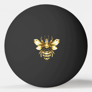 Faux Gold Foil Logo Bee Polygonal on Black Ping Pong Ball