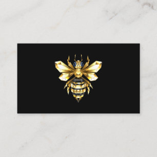 Faux Gold Foil Logo Bee Polygonal on Black Place Card