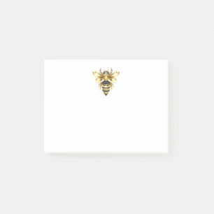 Faux Gold Foil Logo Bee Polygonal on Black Post-it Notes