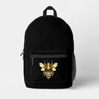 Faux Gold Foil Logo Bee Polygonal on Black