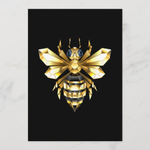 Faux Gold Foil Logo Bee Polygonal on Black Program