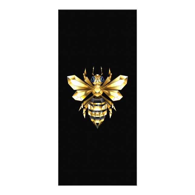 Faux Gold Foil Logo Bee Polygonal on Black Rack Card (Front)