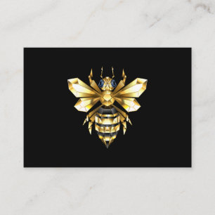 Faux Gold Foil Logo Bee Polygonal on Black Referral Card