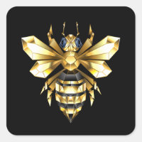Faux Gold Foil Logo Bee Polygonal on Black