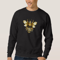 Faux Gold Foil Logo Bee Polygonal on Black