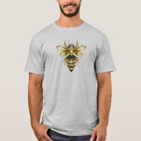 Faux Gold Foil Logo Bee Polygonal on Black