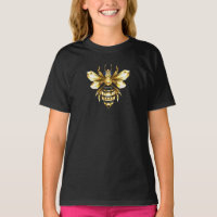 Faux Gold Foil Logo Bee Polygonal on Black
