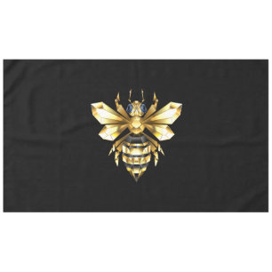 Faux Gold Foil Logo Bee Polygonal on Black Tablecloth