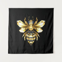 Faux Gold Foil Logo Bee Polygonal on Black