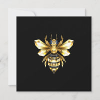 Faux Gold Foil Logo Bee Polygonal on Black