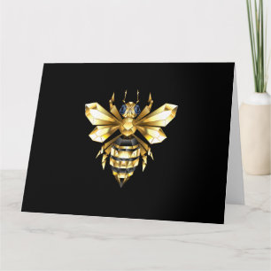 Faux Gold Foil Logo Bee Polygonal on Black Thank You Card