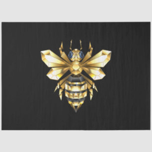 Faux Gold Foil Logo Bee Polygonal on Black Tissue Paper