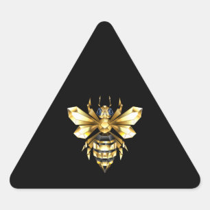 Faux Gold Foil Logo Bee Polygonal on Black Triangle Sticker