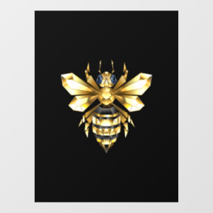 Faux Gold Foil Logo Bee Polygonal on Black Window Cling