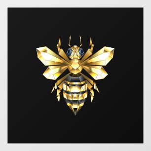 Faux Gold Foil Logo Bee Polygonal on Black Window Cling