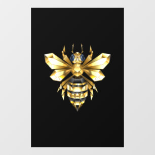 Faux Gold Foil Logo Bee Polygonal on Black Window Cling