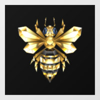Faux Gold Foil Logo Bee Polygonal on Black