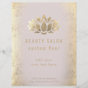 •FAUX gold foil lotus flower beauty salon Flyer