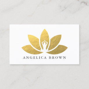 Faux Gold Foil Lotus Flower Business Card