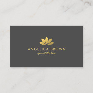 Faux Gold Foil Lotus Flower Business Card