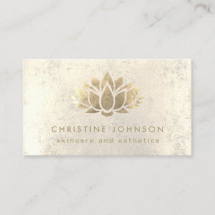 faux gold foil lotus flower skincare and aesthetic business card
