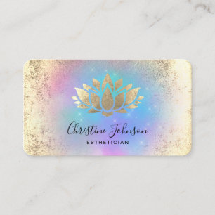 faux gold foil lotus logo on pastel colours business card