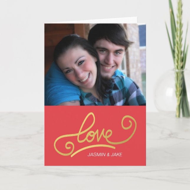 faux gold foil love holiday card (Front)